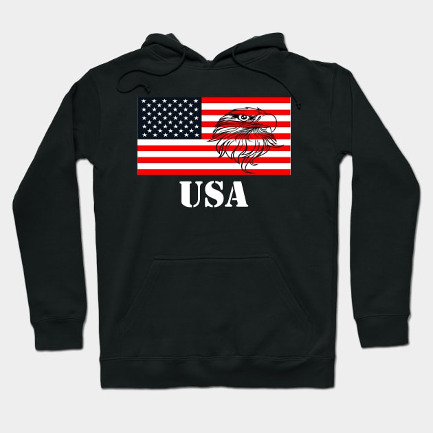 American Flag with Bald Eagle and USA logo Hoodie by BlueDolphinStudios